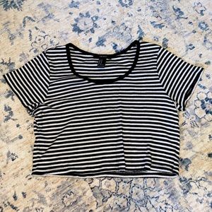 black and white striped crop top